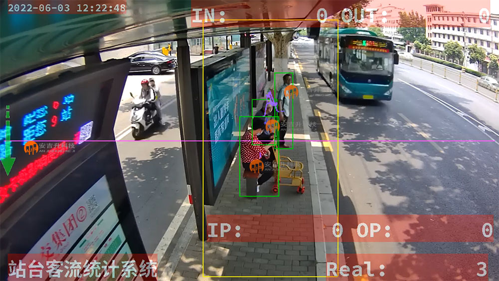 某市公交站臺(tái)采用我司站臺(tái)客流統(tǒng)計(jì)系統(tǒng)統(tǒng)計(jì)乘客數(shù)量(圖4) 站臺(tái)安裝效果3.jpg